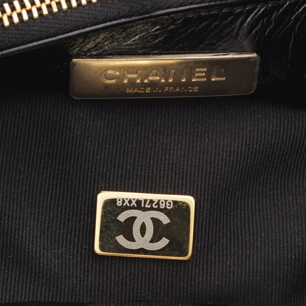 Chanel Mini Quilted Glazed Calfskin 31 Shopping Bag Black Leather Very good - Box View