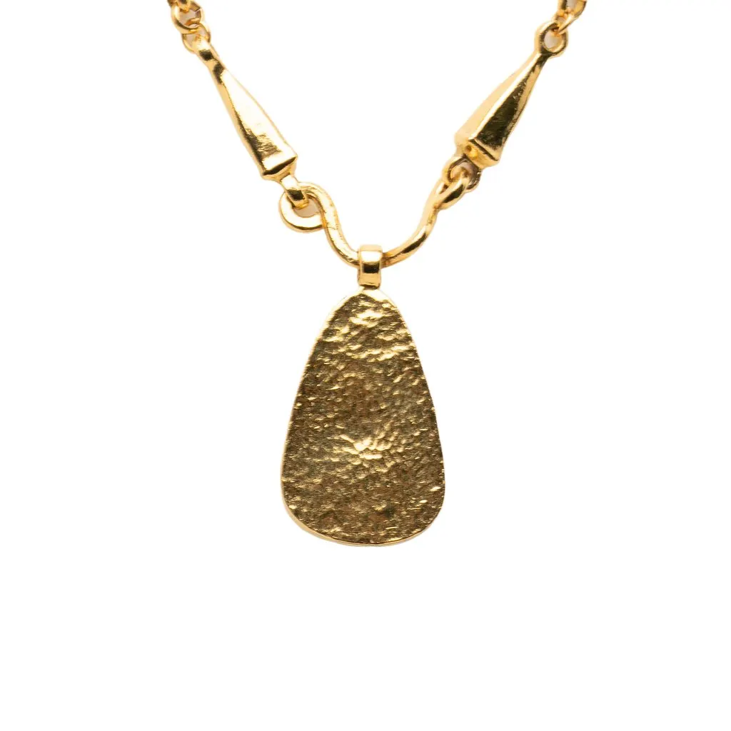 Chanel CC Gold Plated Teardrop Logo Pendant Necklace Gold Metal Very good - Back View