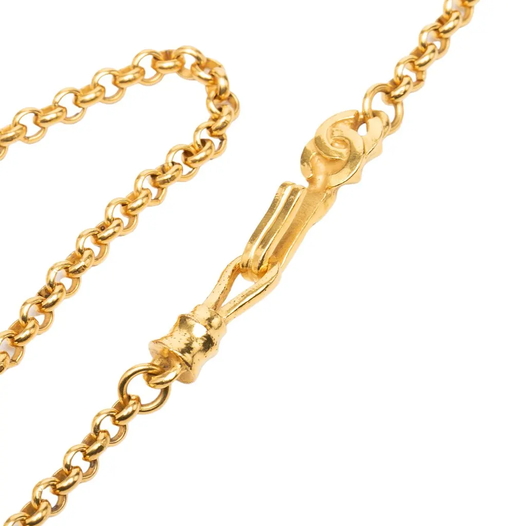 Chanel CC Gold Plated Teardrop Logo Pendant Necklace Gold Metal Very good - Inside View