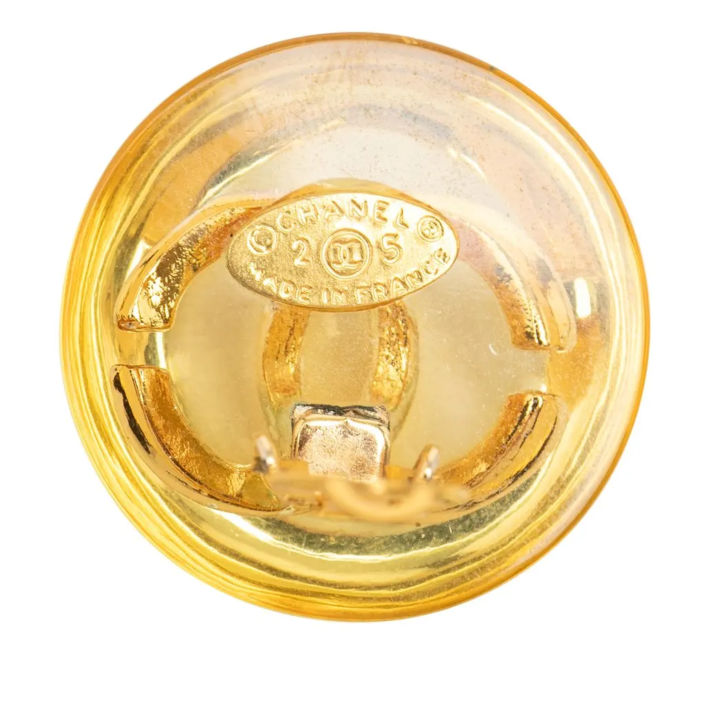 Chanel CC Resin and Gold Plated Clip On Earrings Gold Plastic Very good - Inside View