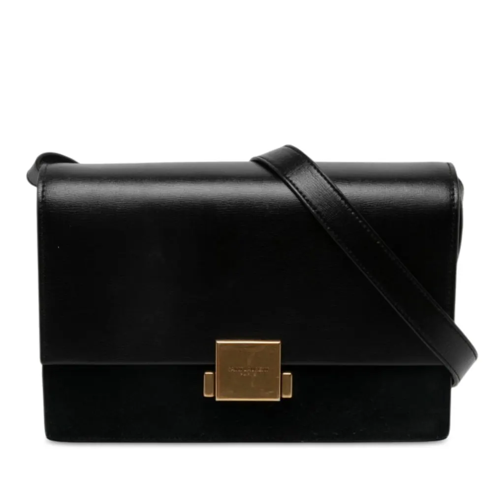 Saint Laurent Medium Calfskin and Suede Bellechasse Bag Black Leather Very good - Front View