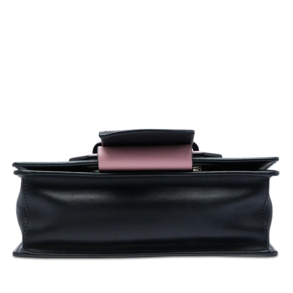 Prada City Calf Plex Ribbon Crossbody Black Leather Good - Inside View