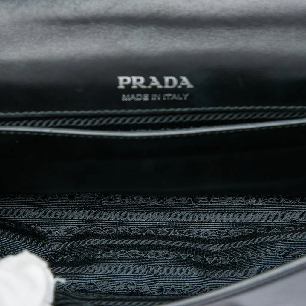 Prada City Calf Plex Ribbon Crossbody Black Leather Good - Model View