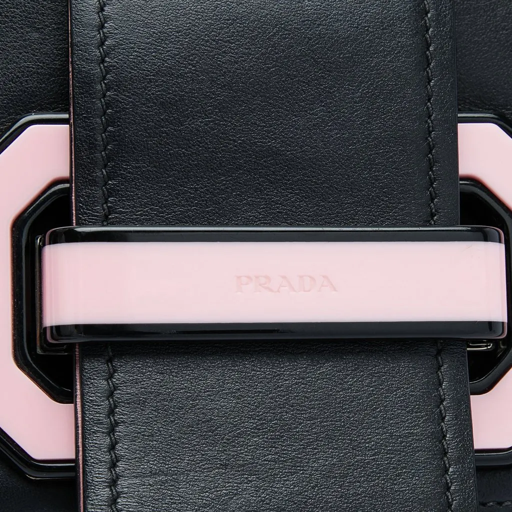 Prada City Calf Plex Ribbon Crossbody Black Leather Good - Box View