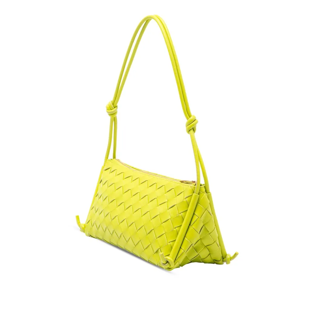 Bottega Veneta Nappa Intrecciato Shoulder Bag Green Leather Very good - Back View