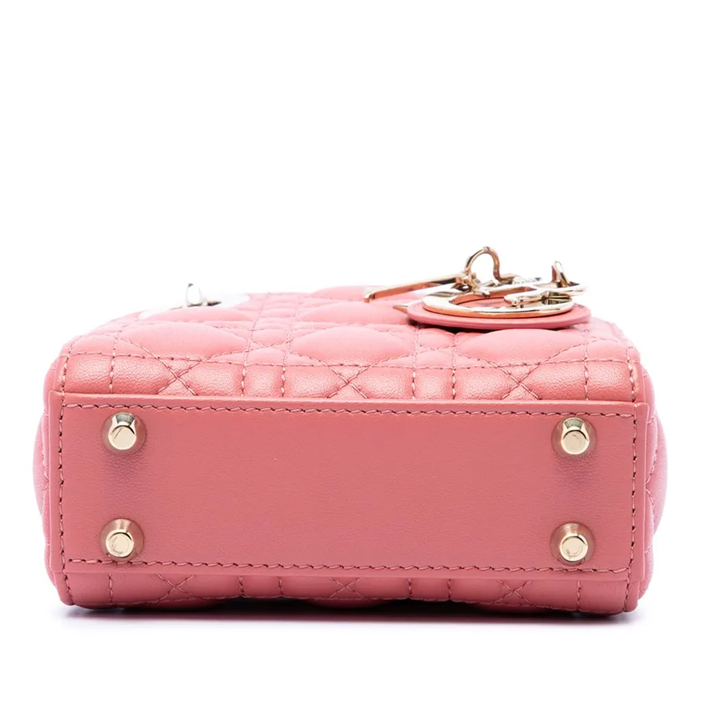 Dior Micro Lambskin Cannage Lady Dior Pink Leather Very good - Inside View
