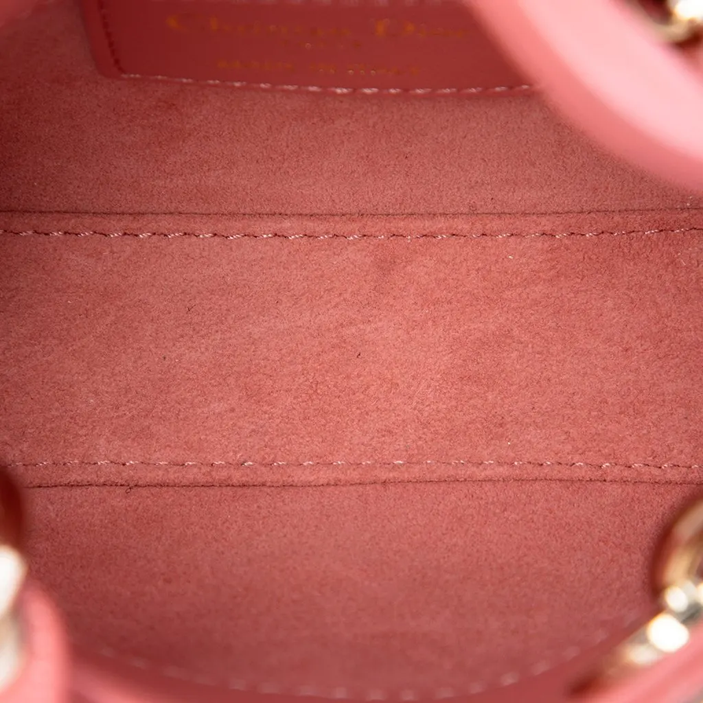 Dior Micro Lambskin Cannage Lady Dior Pink Leather Very good - Model View