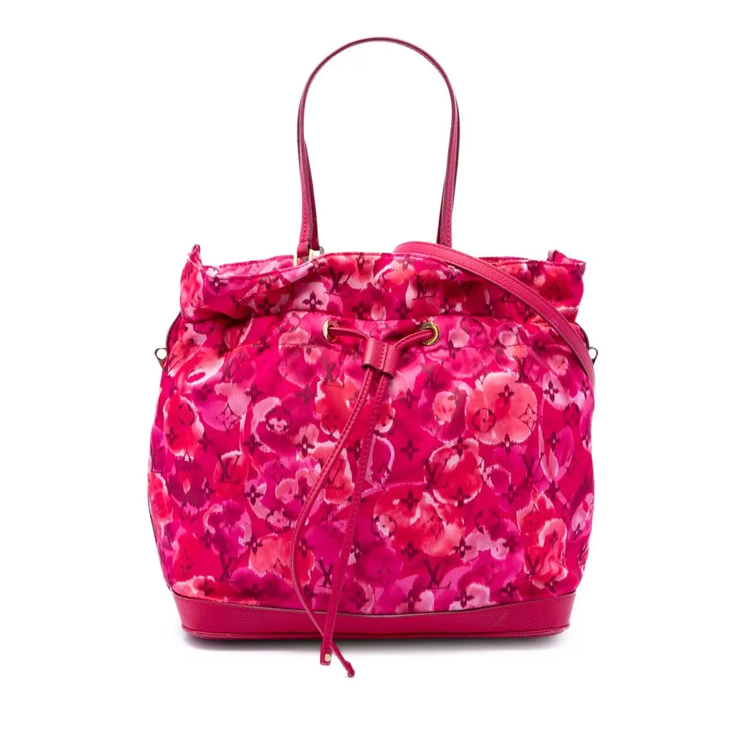 Louis Vuitton Limited Edition Monogram Nylon Ikat Noefull MM Pink Good - Front View