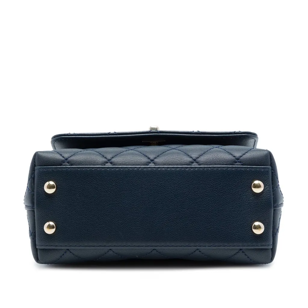 Chanel Extra Mini Quilted Lambskin Rainbow Coco Top Handle Bag Blue Leather Very good - Inside View