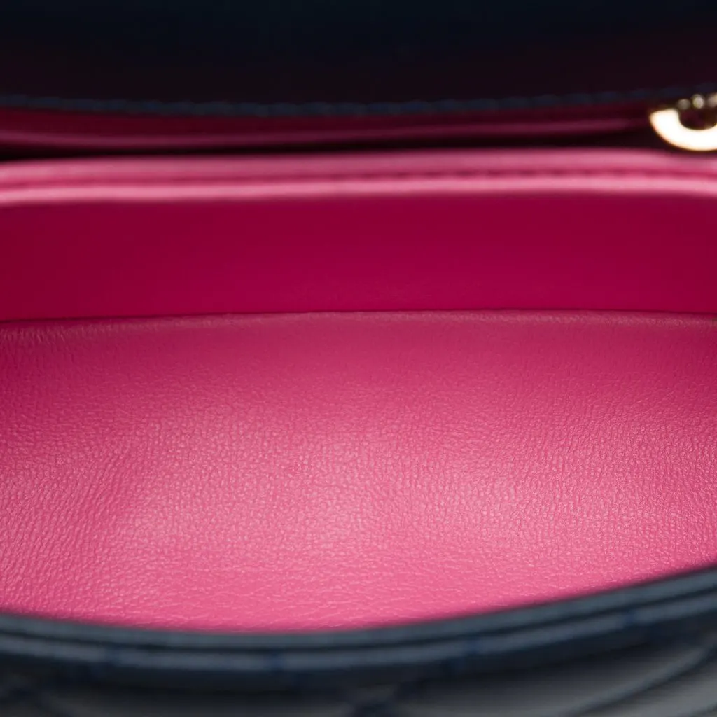 Chanel Extra Mini Quilted Lambskin Rainbow Coco Top Handle Bag Blue Leather Very good - Model View
