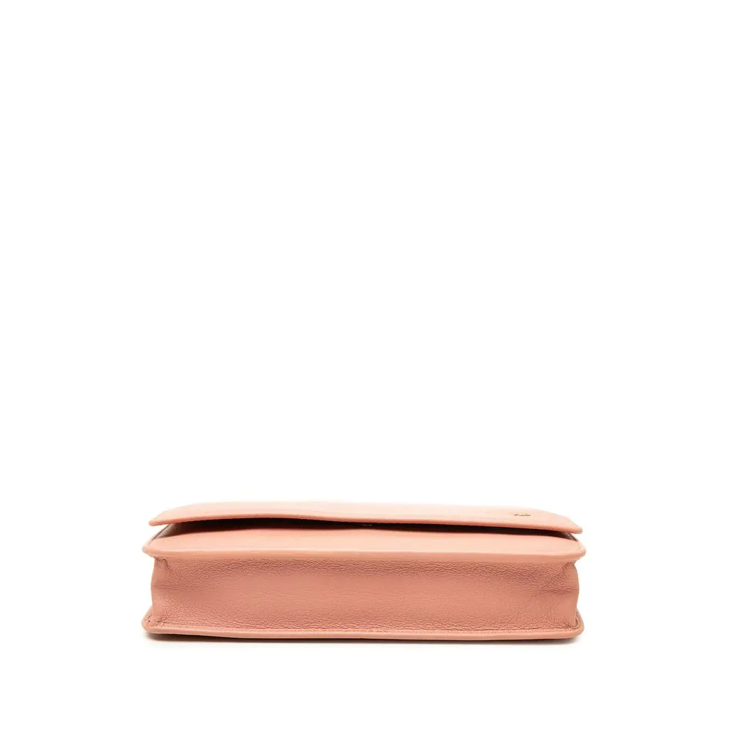 Chanel CC Calfskin Camellia Wallet On Chain Pink Leather Good - Inside View