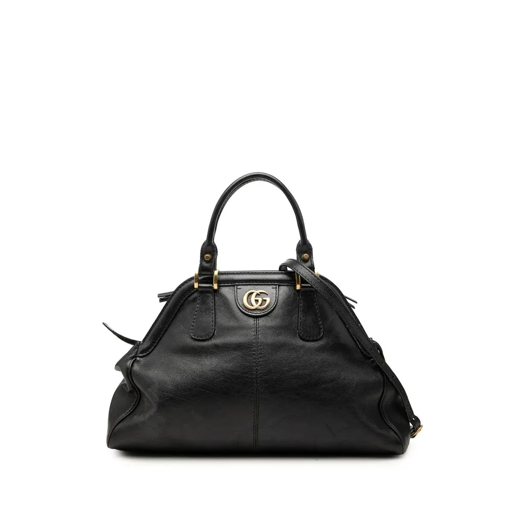Gucci Medium Calfskin Rebelle Satchel Black Leather Very good - Front View