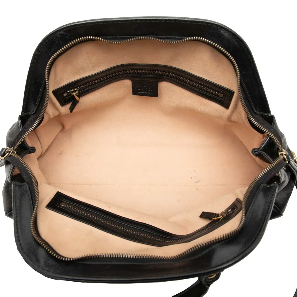 Gucci Medium Calfskin Rebelle Satchel Black Leather Very good - Model View