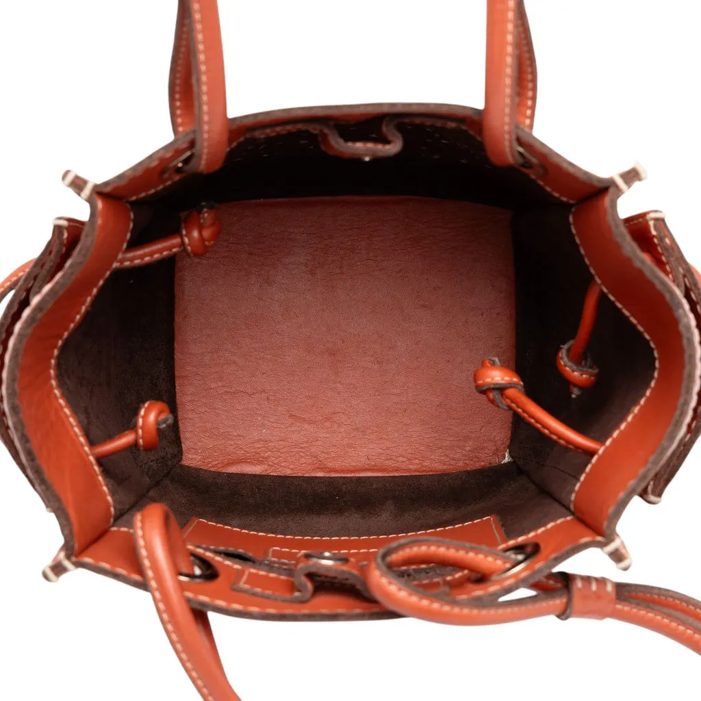 Loewe Leather Perforated Anagram Punching Tote Orange Leather Good - Model View