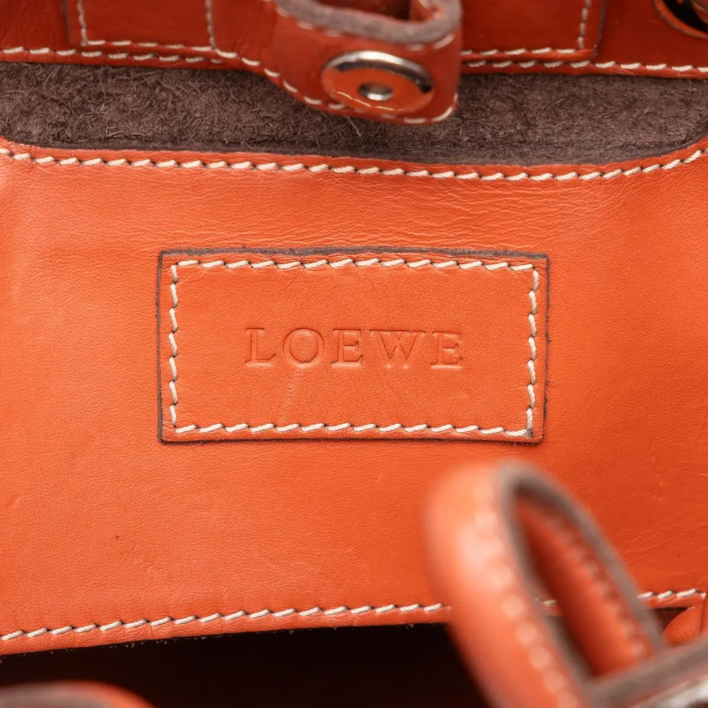 Loewe Leather Perforated Anagram Punching Tote Orange Leather Good - Box View