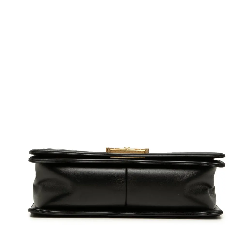Chanel Old Medium Chevron Mixed Leather Boy Flap Black Leather Very good - Inside View