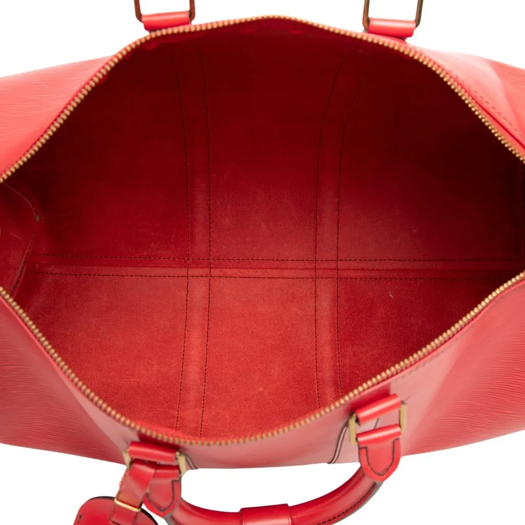 Louis Vuitton Epi Keepall 45 Red Leather Good - Model View