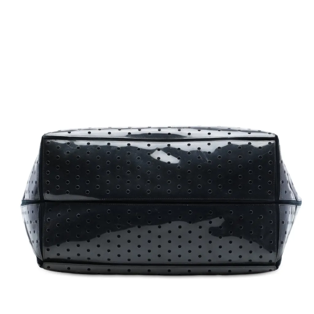 Chanel CC Quilted Cotton and PVC Punching Tote White Plastic Very good - Inside View