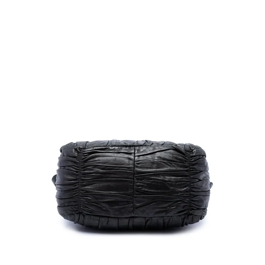 Prada Nappa Gaufre Satchel Black Leather Good - Inside View
