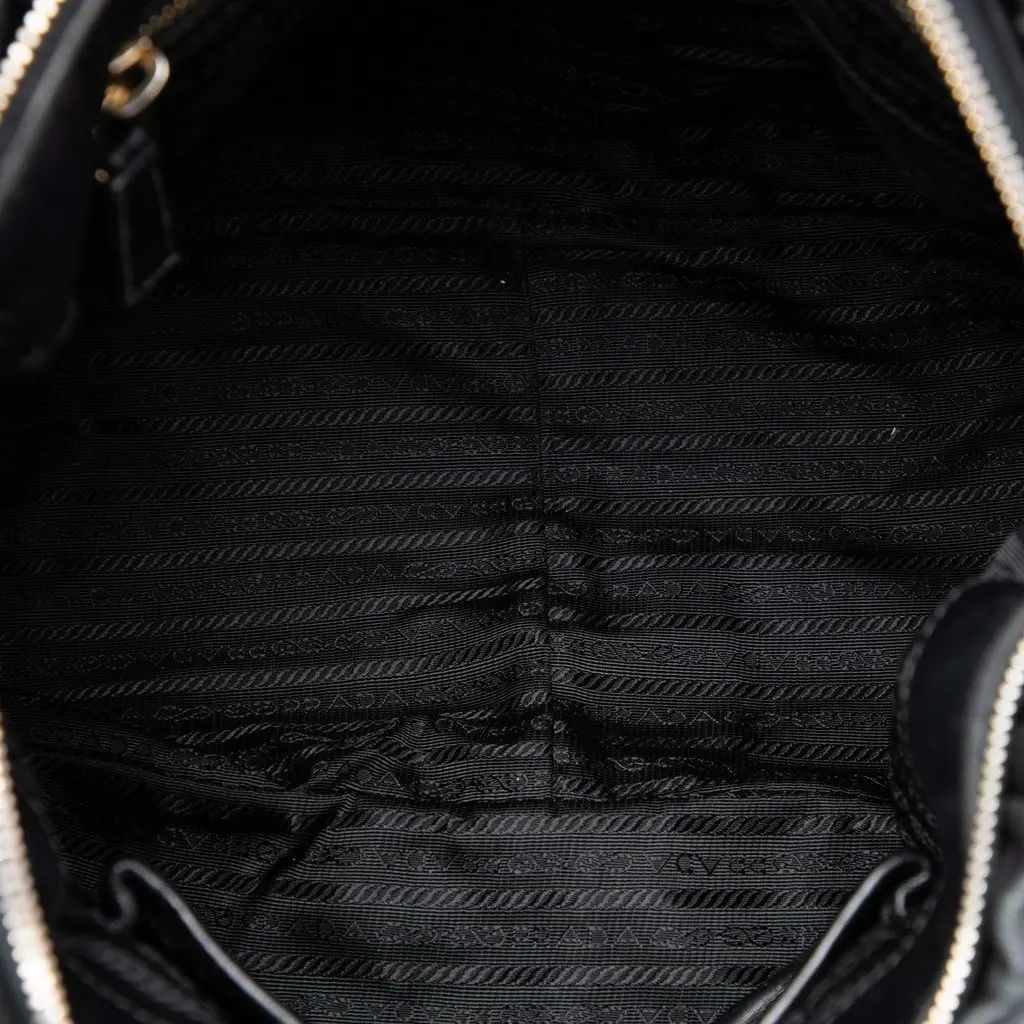 Prada Nappa Gaufre Satchel Black Leather Good - Model View