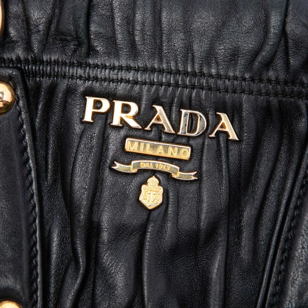 Prada Nappa Gaufre Satchel Black Leather Good - Box View