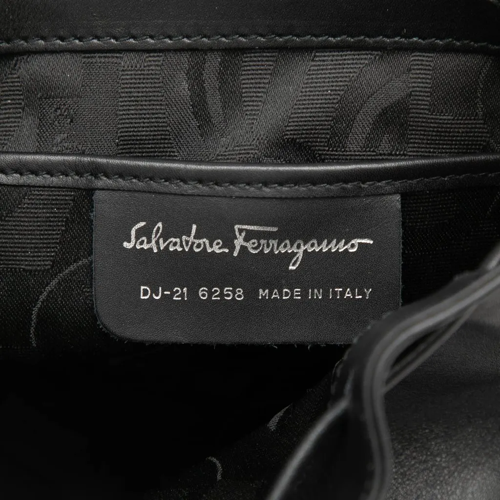 Salvatore Ferragamo Leather Double Gancini Backpack Black Leather Very good - Box View