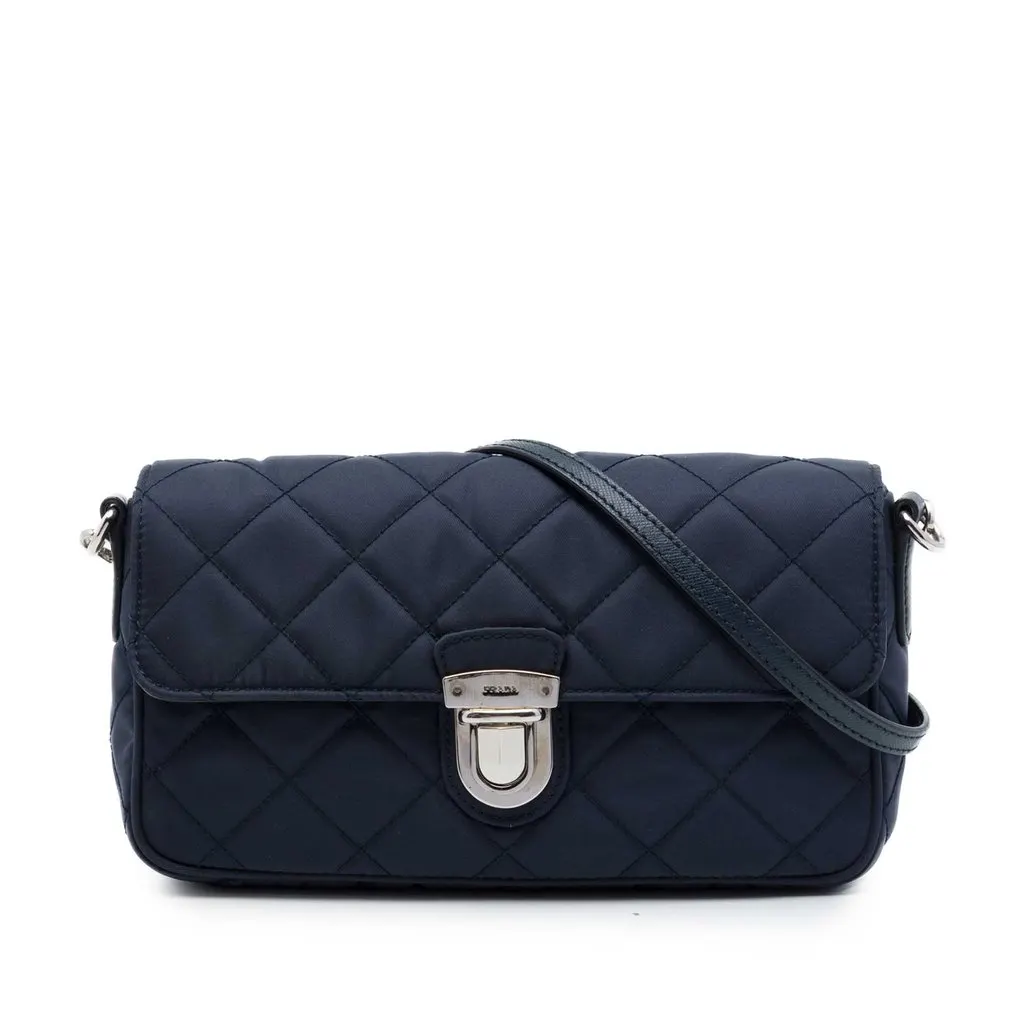 Prada Impuntu Tessuto Crossbody Blue Polyamide Very good - Front View