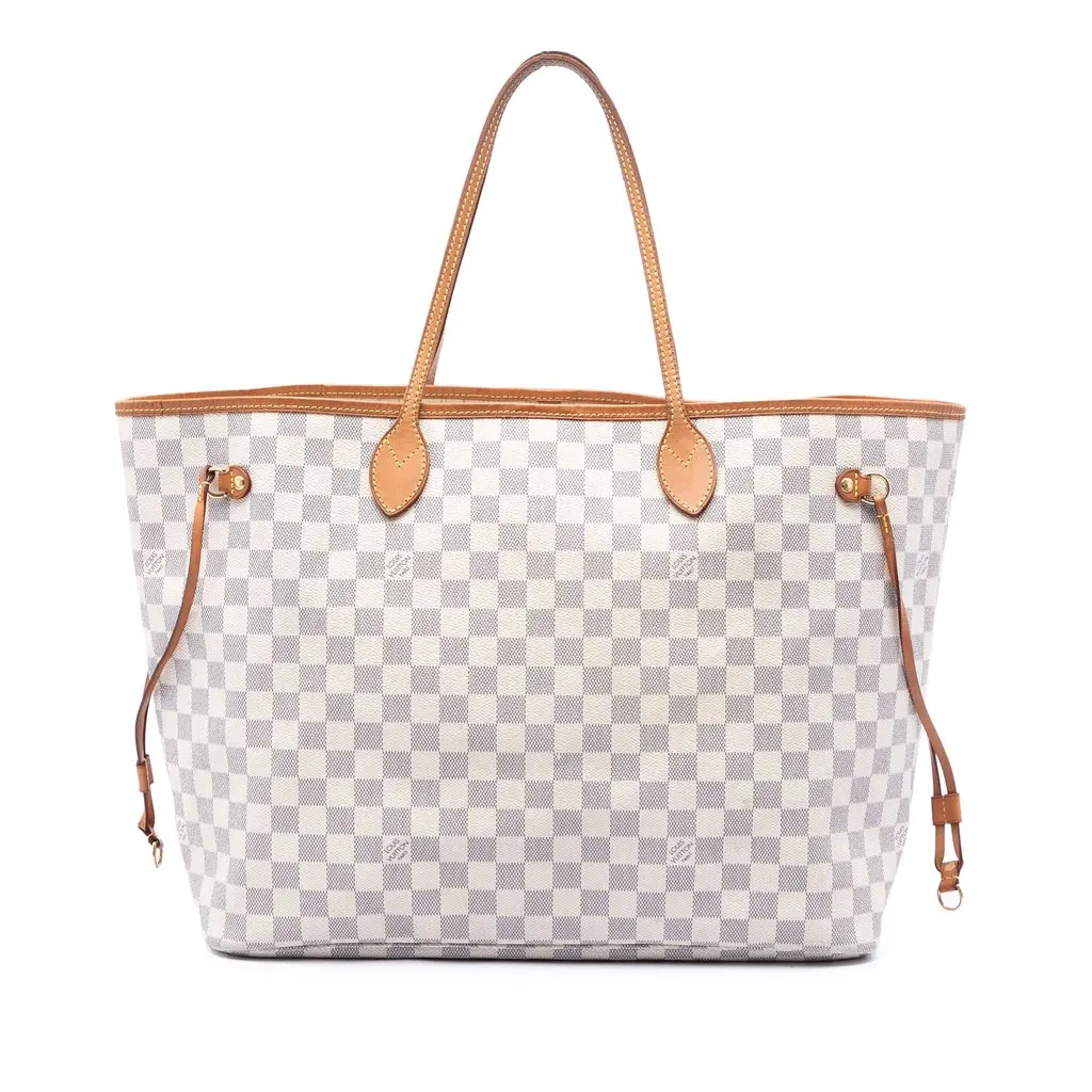 Louis Vuitton Damier Azur Neverfull GM White Very good - Front View