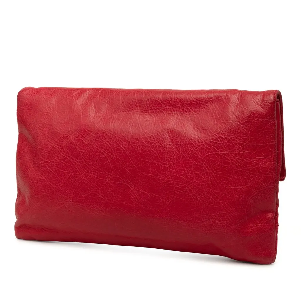 Balenciaga Lambskin Motocross Giant 12 Envelope Clutch Red Leather Very good - Back View