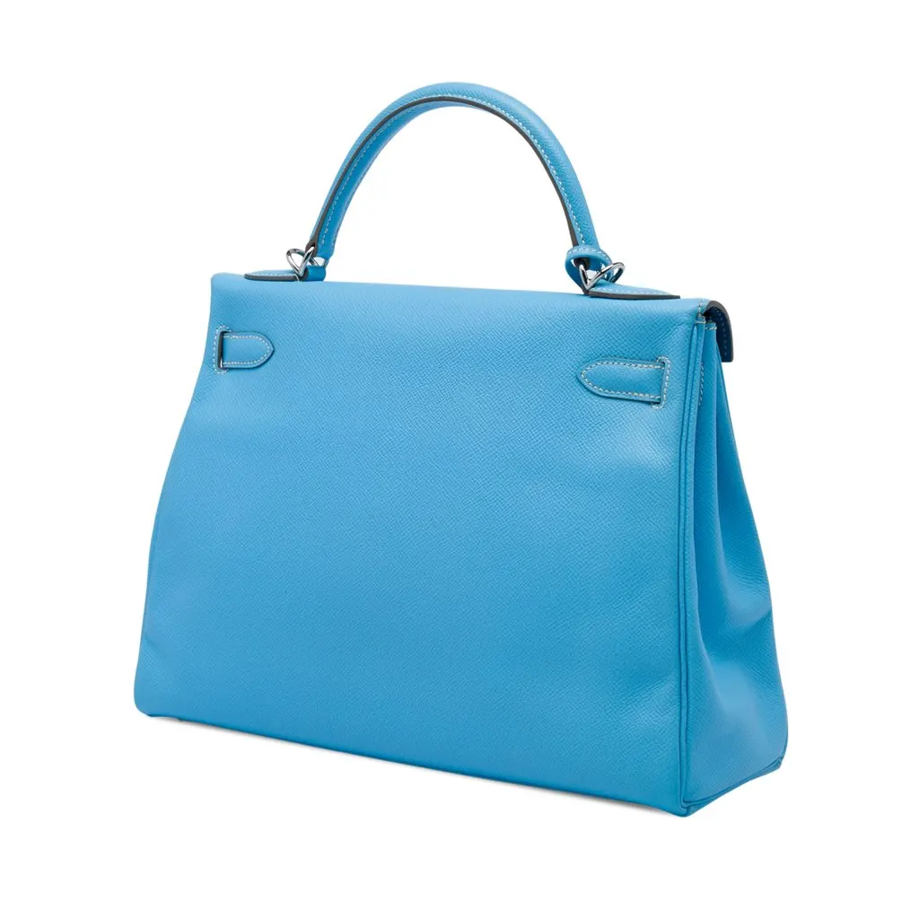 Hermès Epsom Candy Verso Kelly II Retourne 32 Blue Leather Good - Back View