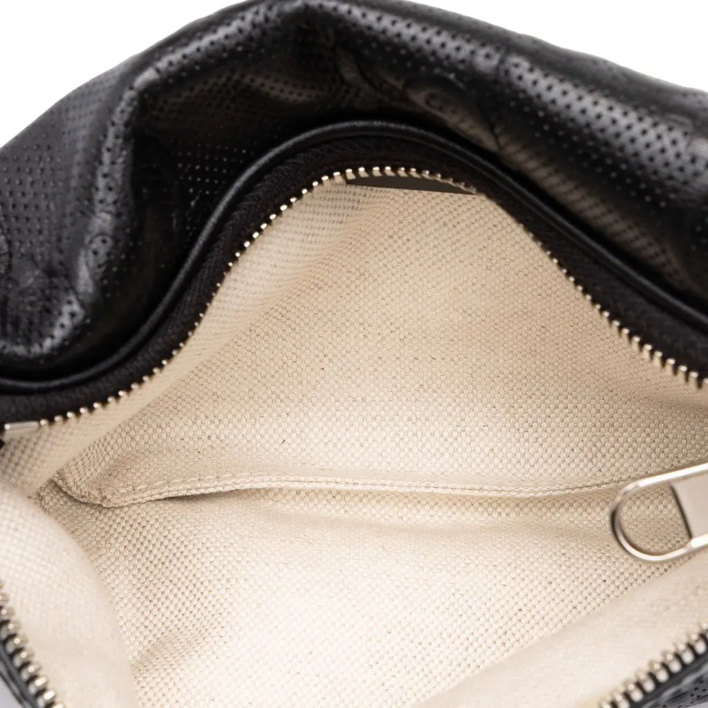 Gucci GG Embossed Perforated Calfskin Belt Bag Black Leather Good - Model View