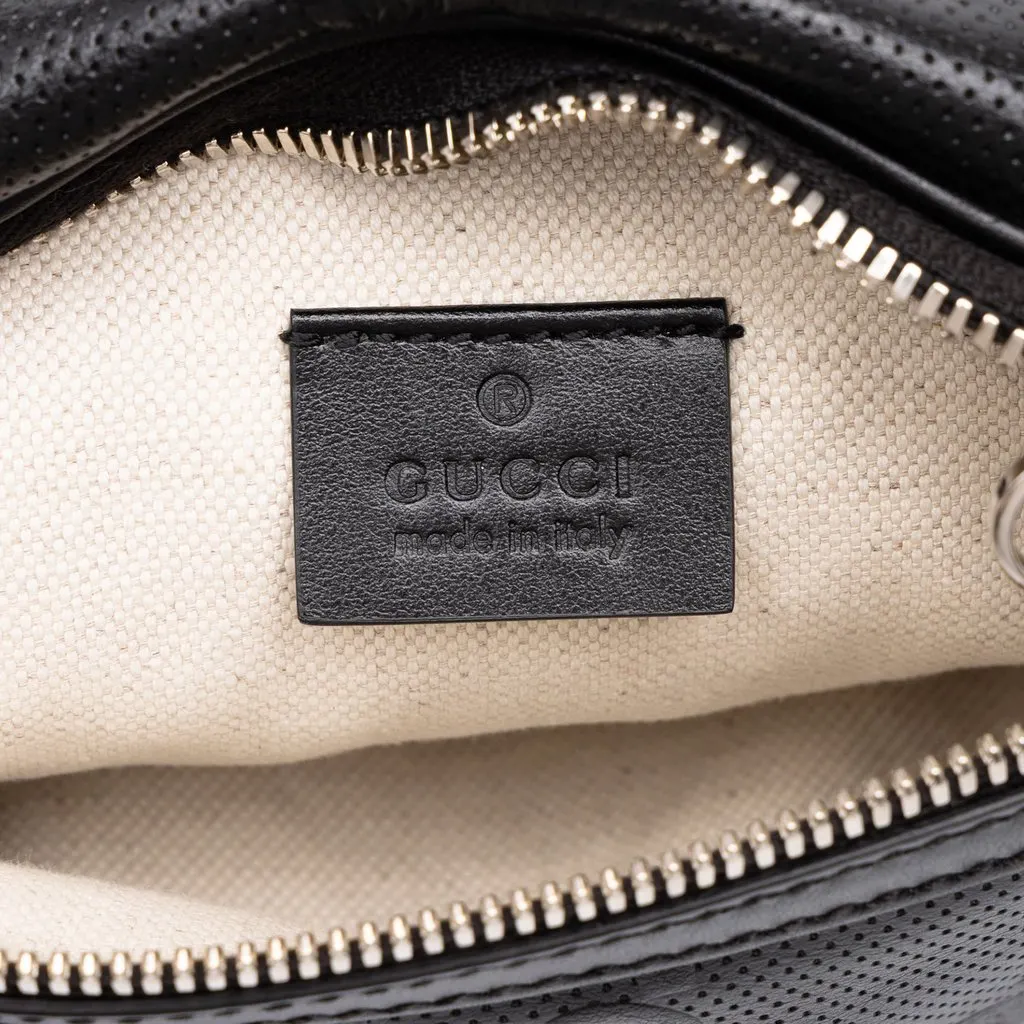 Gucci GG Embossed Perforated Calfskin Belt Bag Black Leather Good - Box View