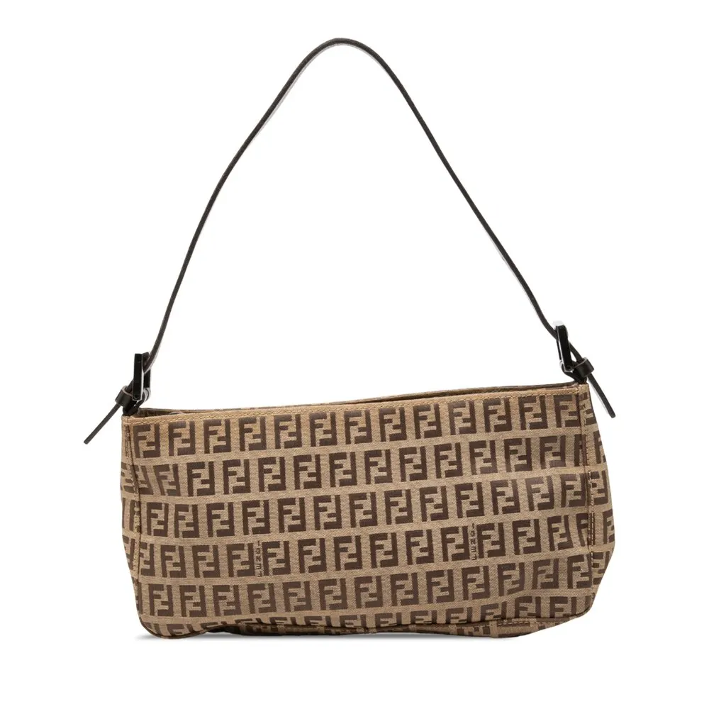 Fendi Zucchino Canvas Pochette Beige Very good - Front View