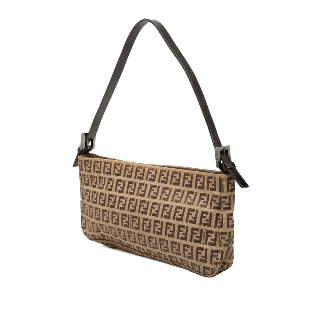 Fendi Zucchino Canvas Pochette Beige Very good - Back View