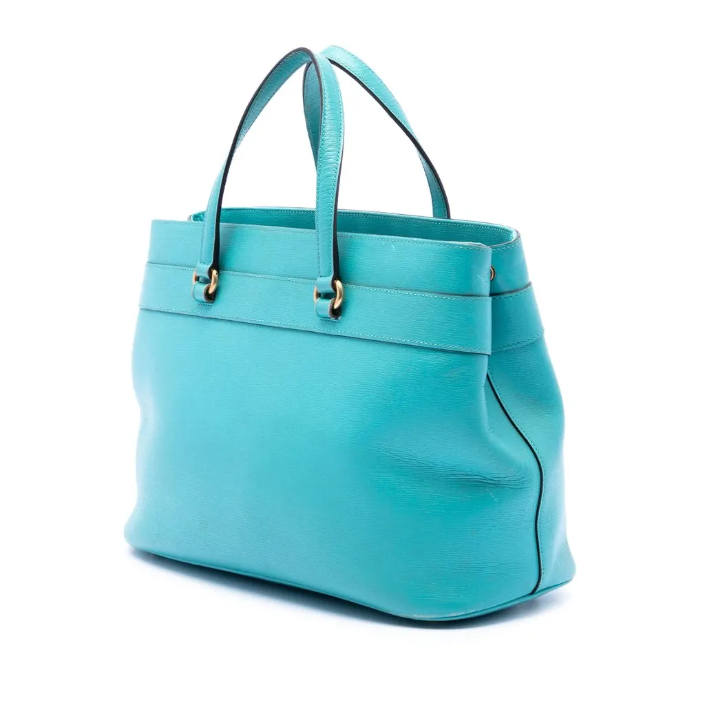 Gucci Leather Bright Bit Satchel Blue Leather Very good - Back View
