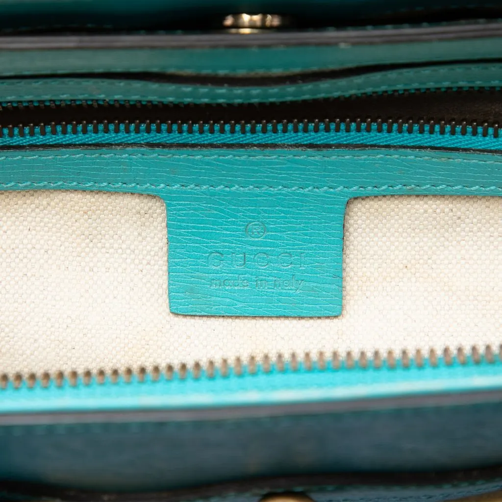 Gucci Leather Bright Bit Satchel Blue Leather Very good - Box View