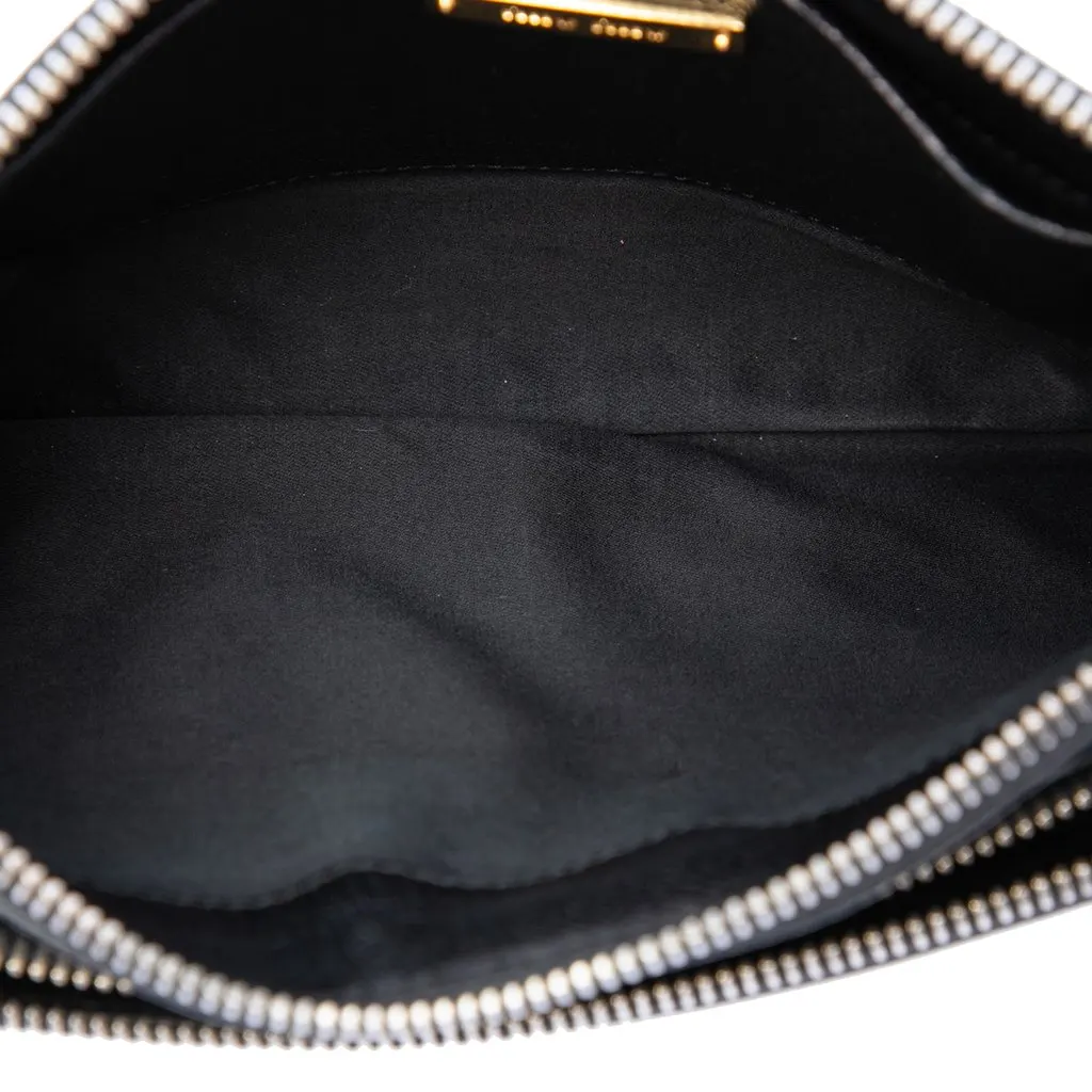 Miu Miu Goatskin Madras Double Zip Crossbody Black Leather Very good - Model View