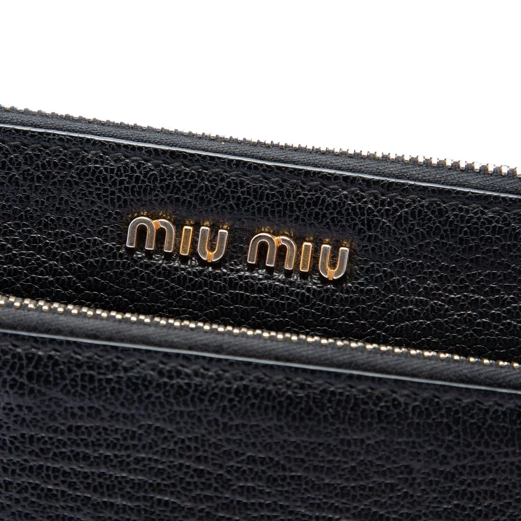 Miu Miu Goatskin Madras Double Zip Crossbody Black Leather Very good - Box View