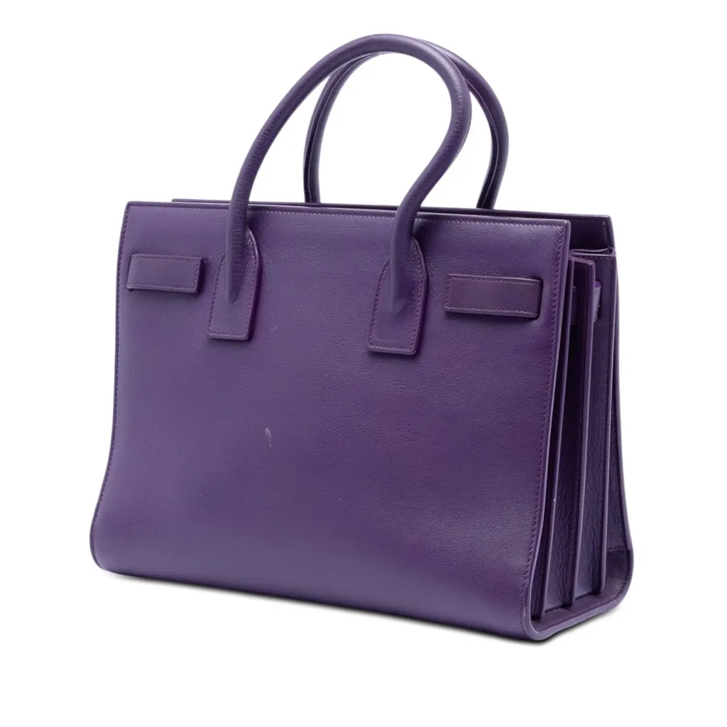 Saint Laurent Baby Leather Sac De Jour Satchel Purple Leather Very good - Back View