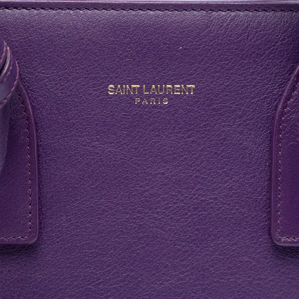 Saint Laurent Baby Leather Sac De Jour Satchel Purple Leather Very good - Box View
