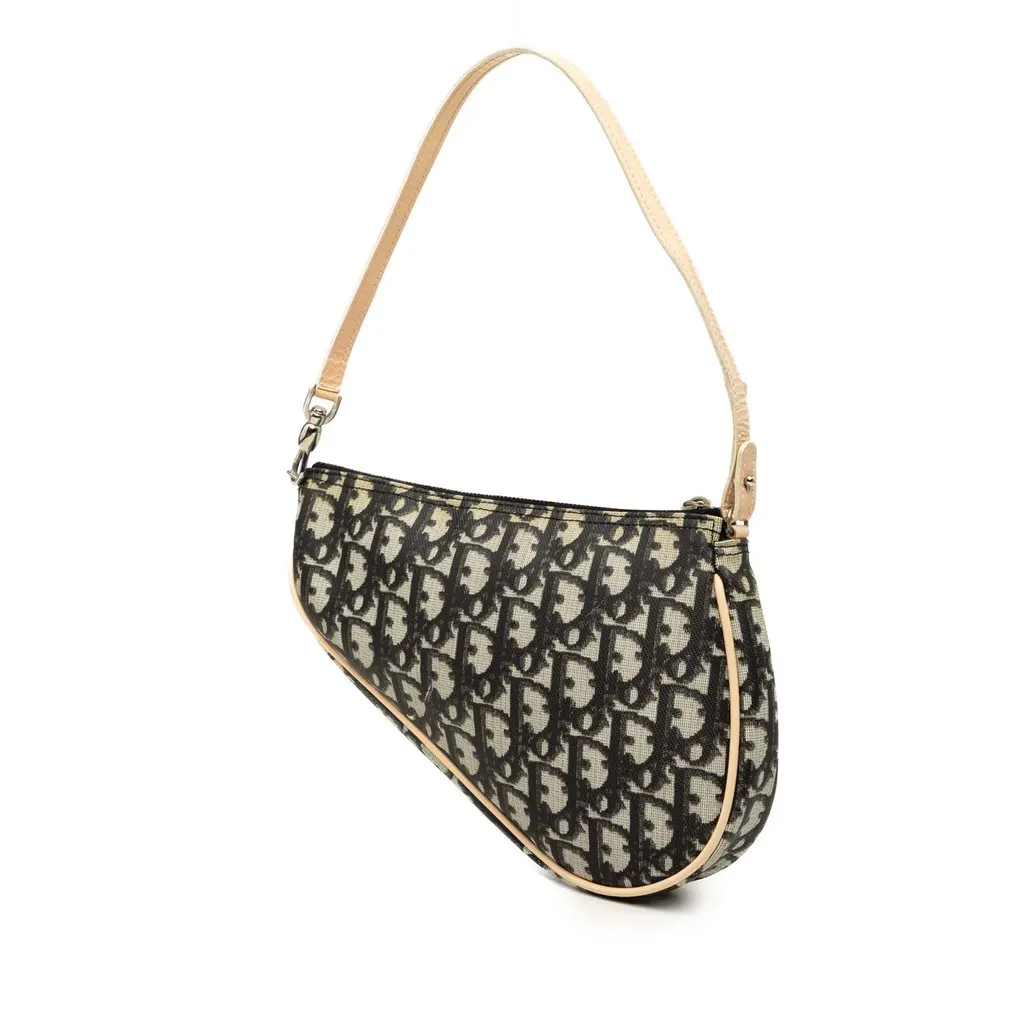 Dior Mini Diorissimo Coated Canvas Saddle Pochette Black Canvas Very good - Back View