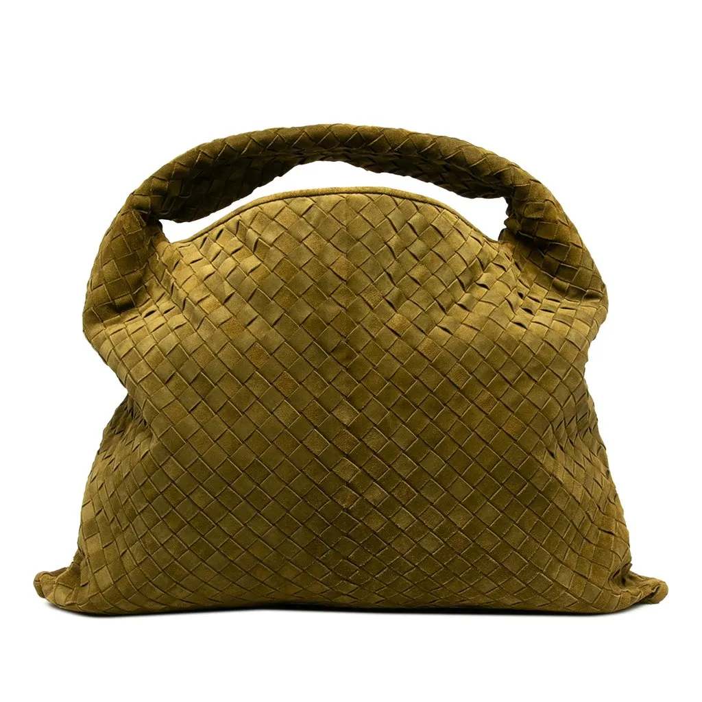 Bottega Veneta Large Suede Intrecciato Hop Hobo Green Suede Very good - Front View