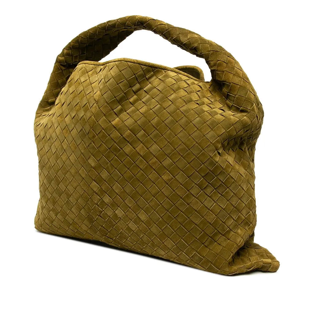 Bottega Veneta Large Suede Intrecciato Hop Hobo Green Suede Very good - Back View