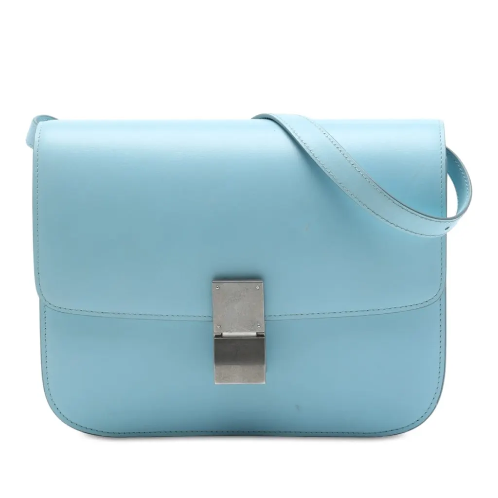 Celine Medium Calfskin Classic Box Blue Leather Very good - Front View