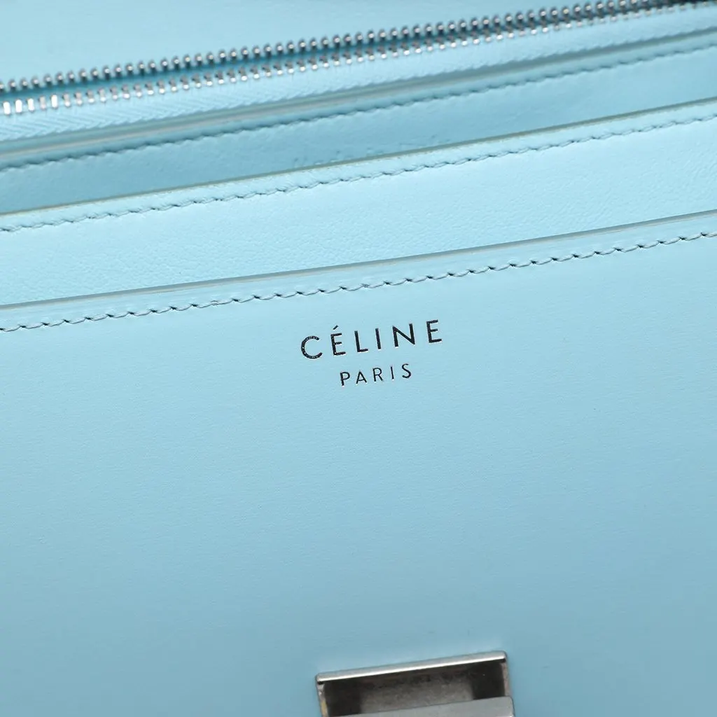 Celine Medium Calfskin Classic Box Blue Leather Very good - Box View