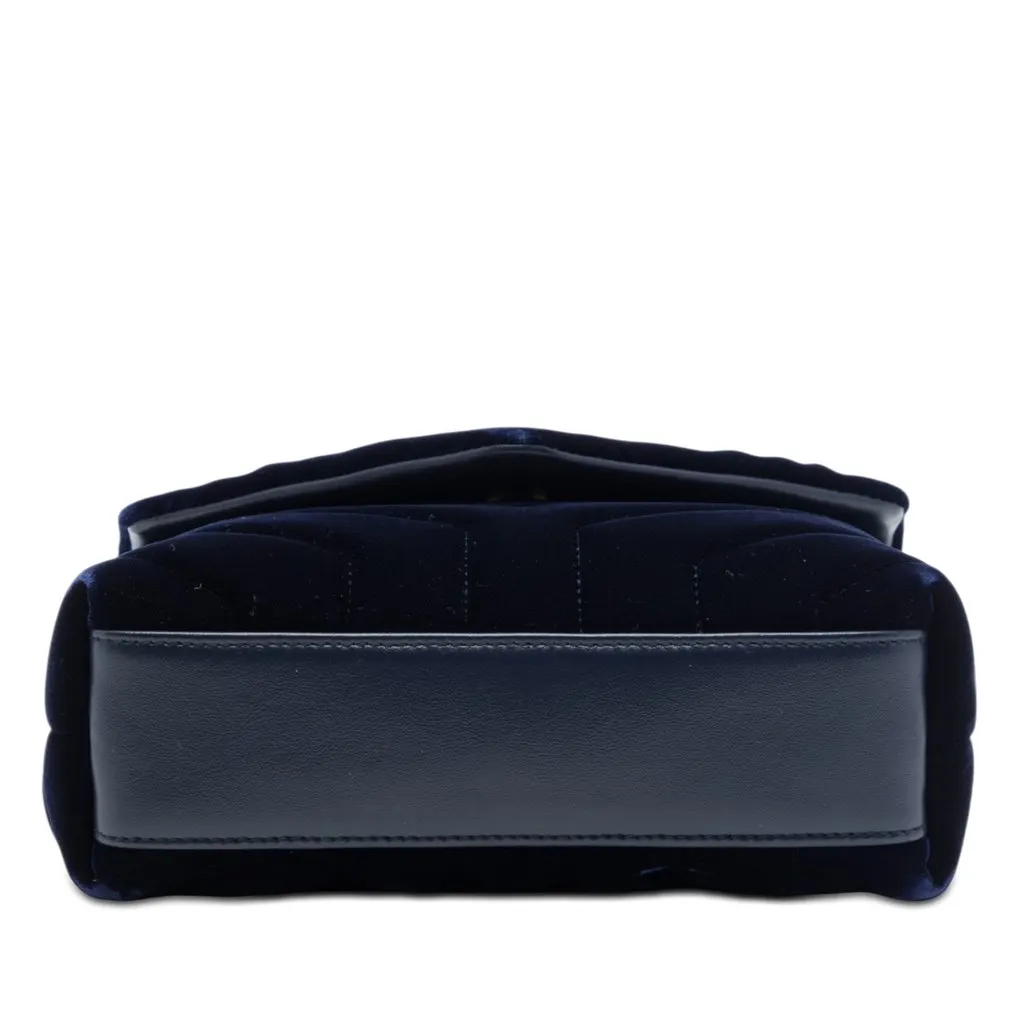 Saint Laurent Toy Matelasse Velvet Monogram LouLou Crossbody Blue Very good - Inside View