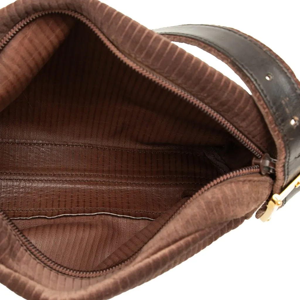 Loewe Corduroy Anagram Shoulder Bag Brown Good - Model View