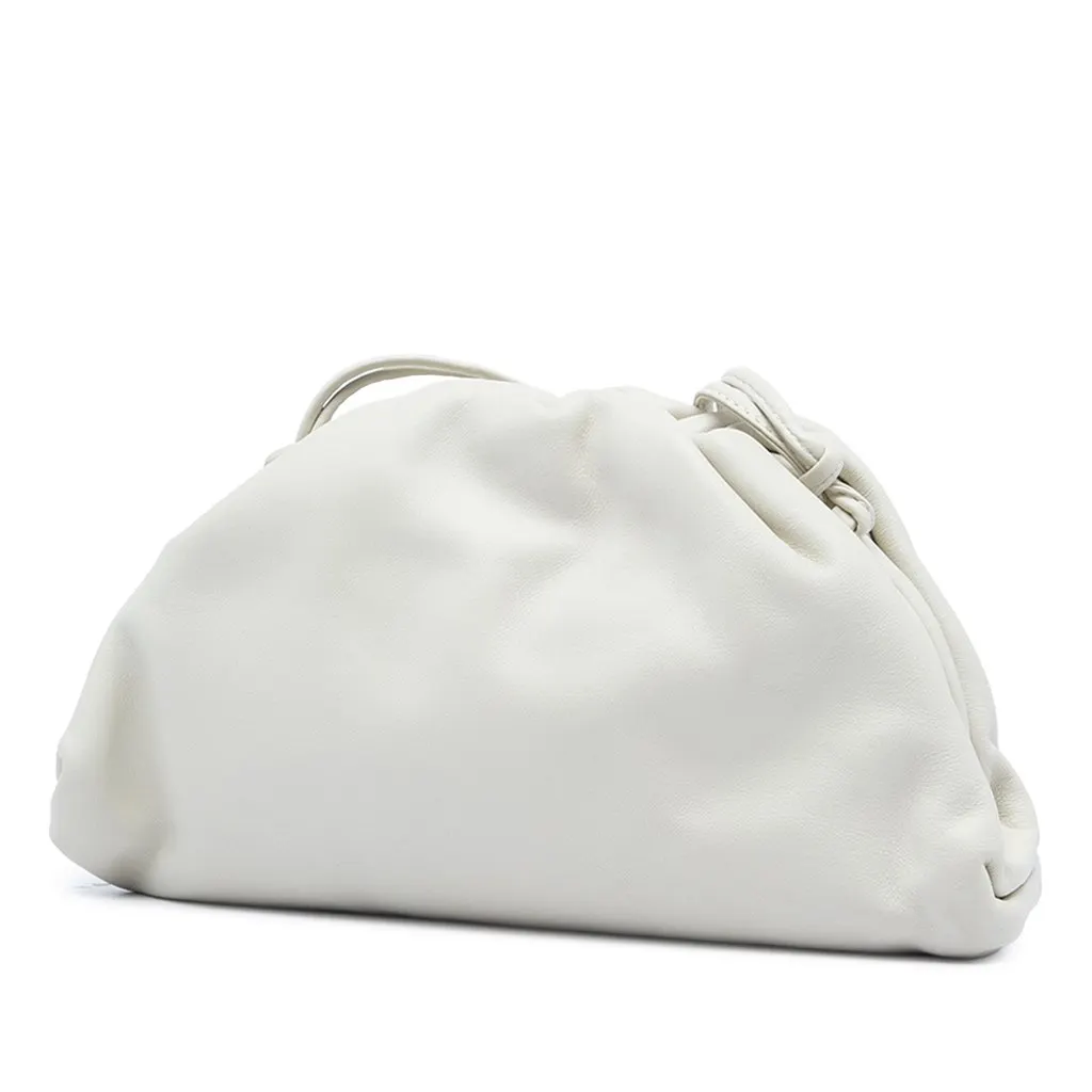 Bottega Veneta Lambskin The Mini Pouch Crossbody White Leather Very good - Back View