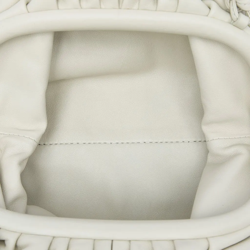 Bottega Veneta Lambskin The Mini Pouch Crossbody White Leather Very good - Model View