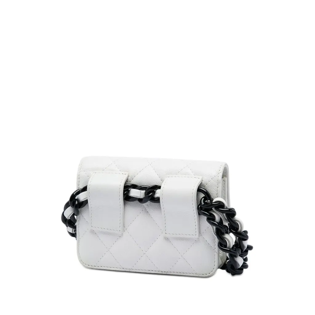 Chanel Quilted Caviar My Everything Belt Bag White Leather Very good - Back View
